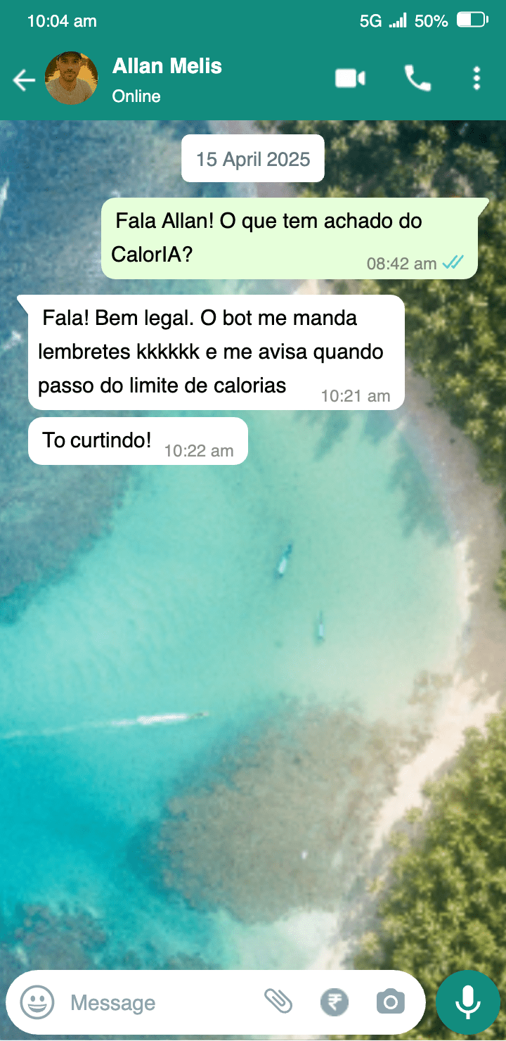 Feedback de Allan Melis no WhatsApp